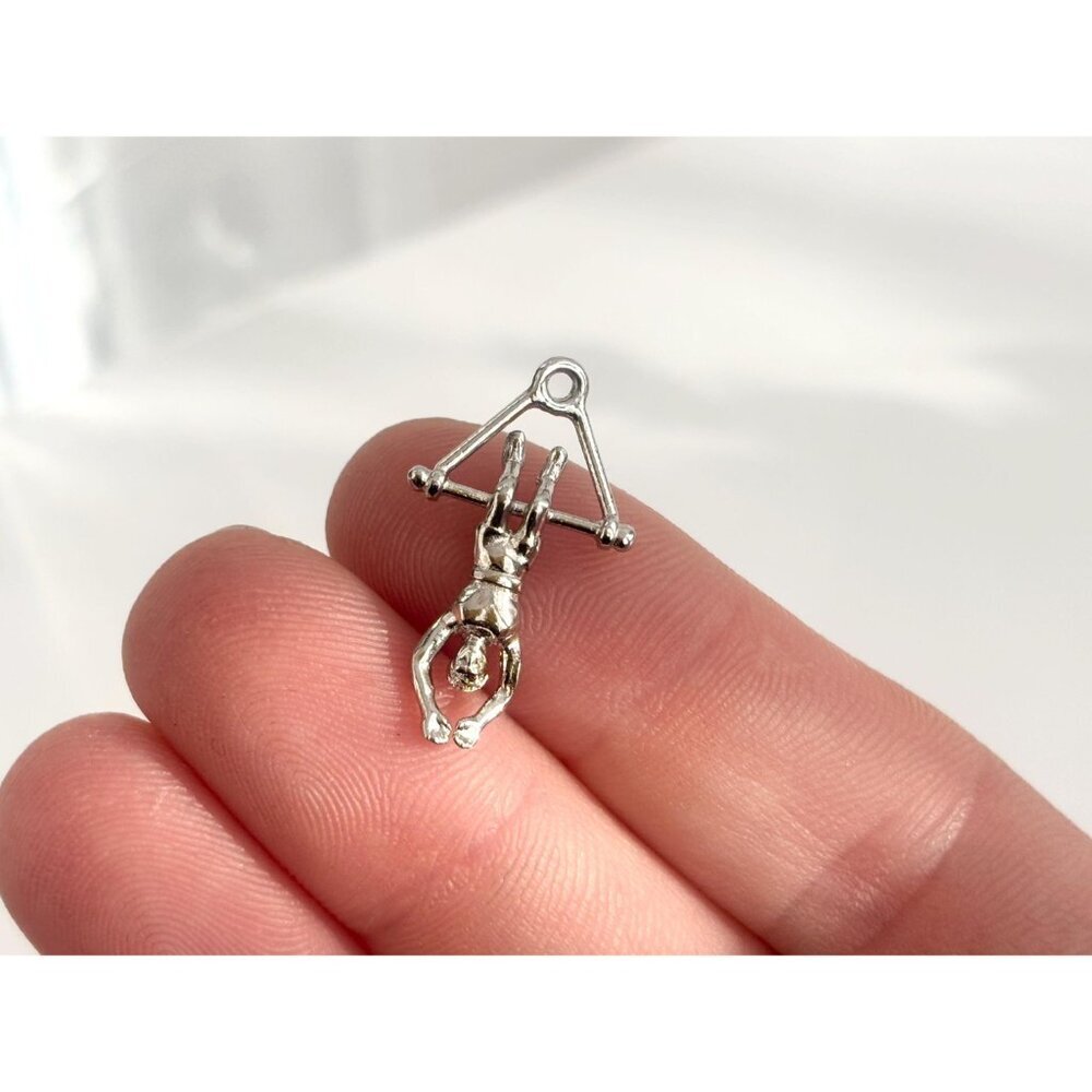 Gymnast | Acrobatic Man Silver Toned Teeny Tiny Figural Vintage Pendant | Charm - Picture 6 of 11
